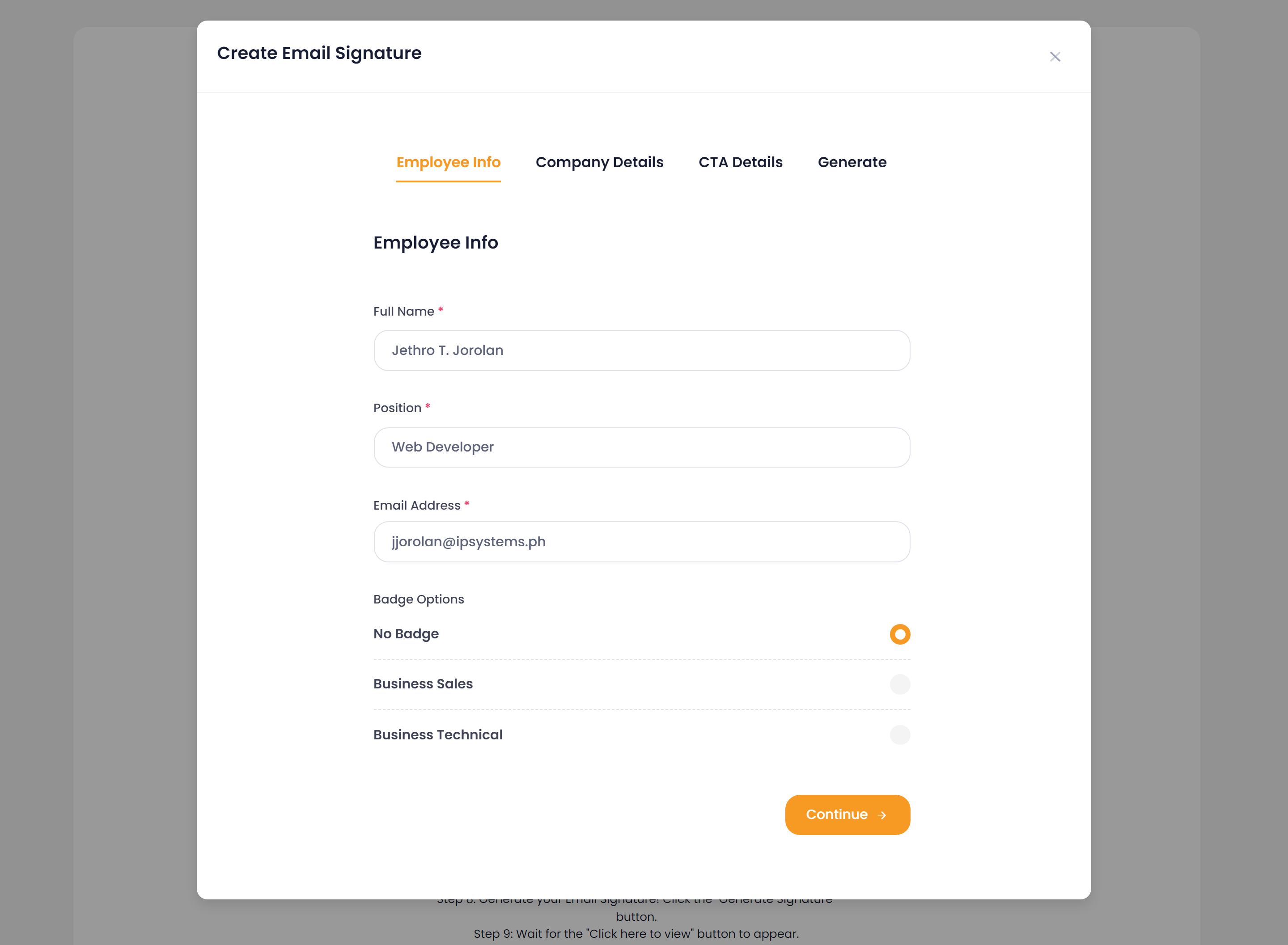 Email signature generator